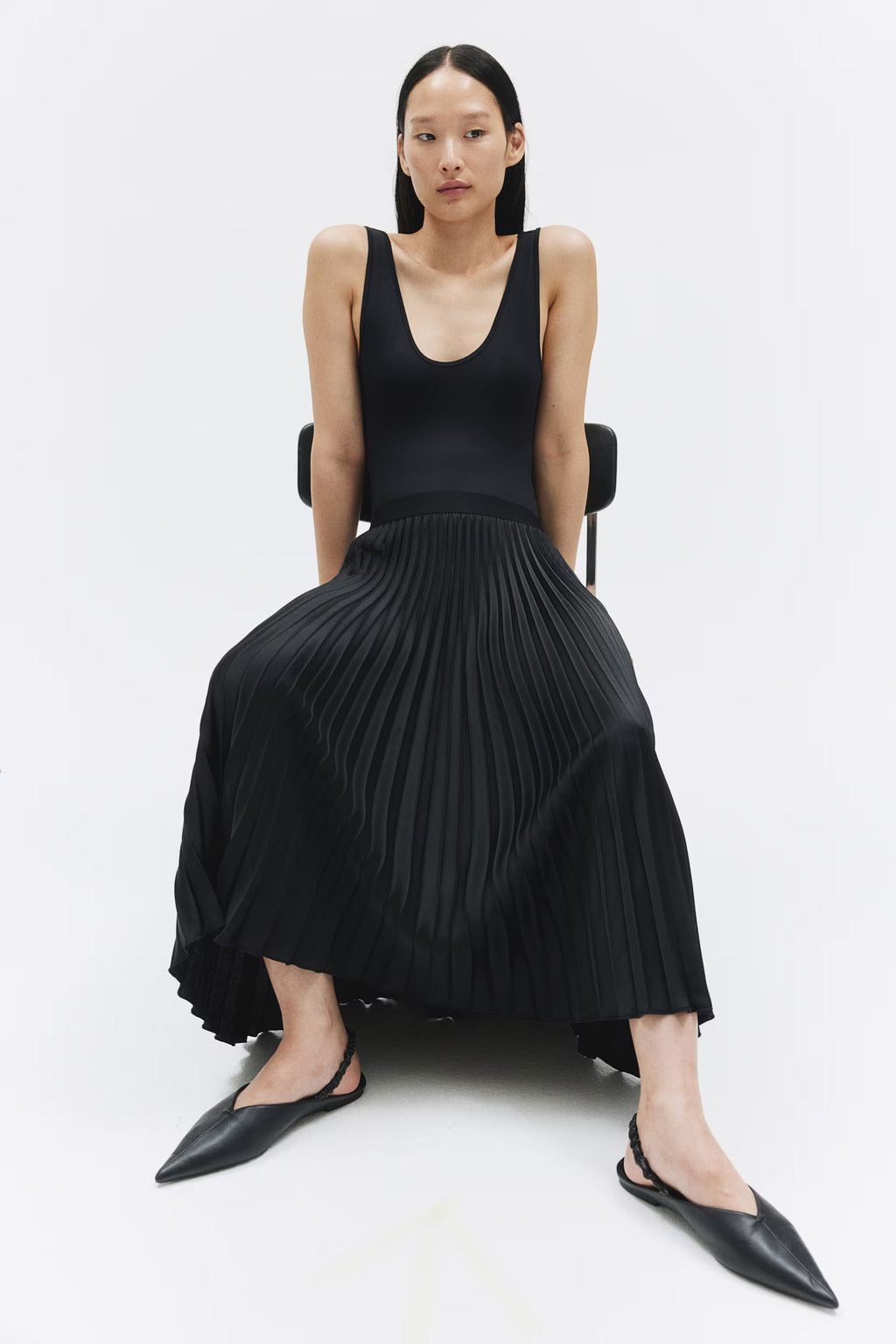 Pleated Satin Dress